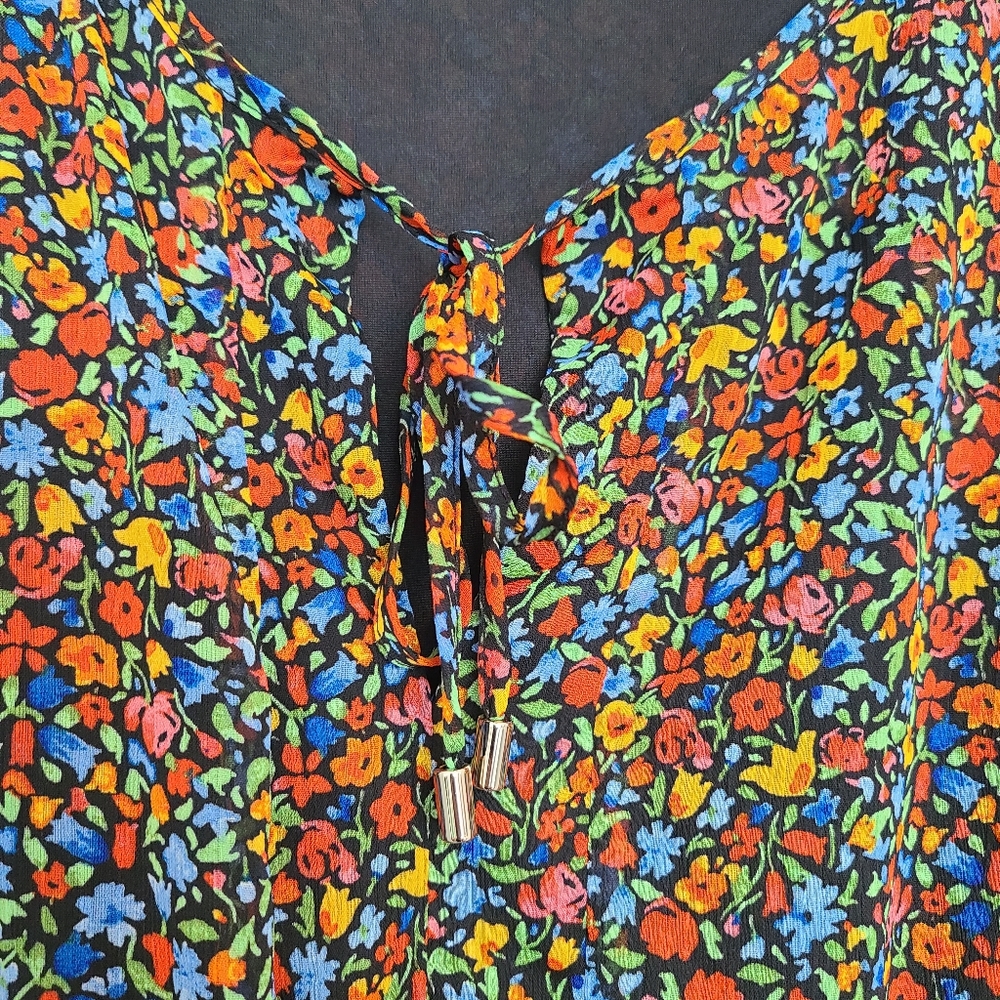 nwot Tommy Hilfiger Ditsy Floral Boho Tiered Dress XL Women's 14 - Picture 4 of 12